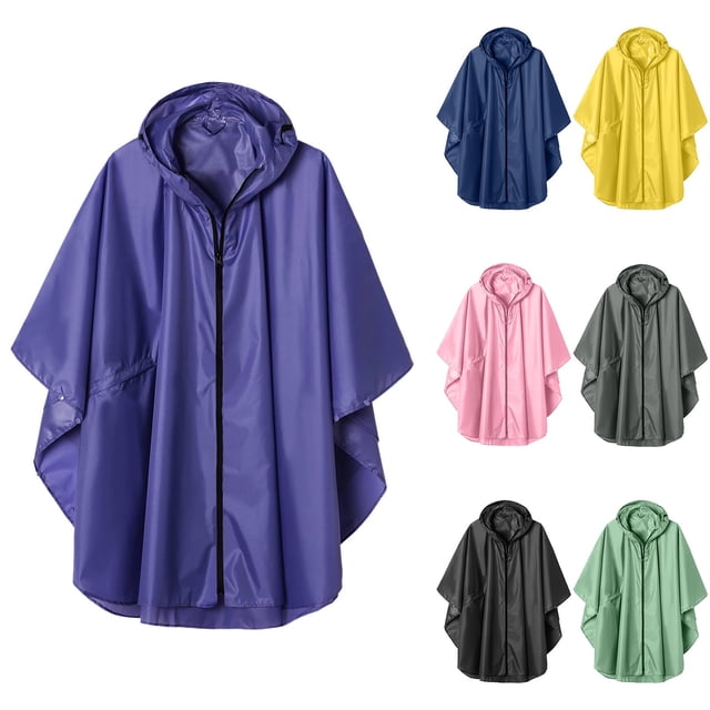 Frostluinai Poncho de Pluie pour Femmes Imperméable à Capuche avec Poches Manteau Léger de Randonnée pour Activités de Plein Air