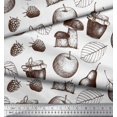 thumbnail image 2 of Soimoi Rayon Fabric Mushroom, Pear Fruits Print Fabric by Yard 42 Inch Wide, 2 of 3