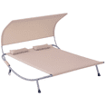 thumbnail image 1 of Outsunny Chaise Longue d'Extérieur de 79 Pouces avec Auvent avec Oreiller et Roues, Sable, 1 of 10