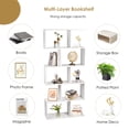 thumbnail image 2 of 5-Tier Geometric Bookcase, Wooden S-Shaped Book Shelves Unit with Anti-collapse Device Design, Decorative Storage Display Stand Shelf for Home Office, White, 2 of 8