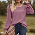 thumbnail image 4 of Timegard Blouse for Women Eyelet Scoop Neck Ruffle Long Sleeve Tops Fall Casual Comfy Tops Solid Color, 4 of 8