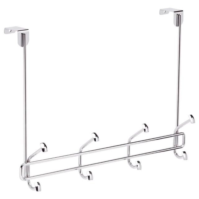Peerless Crochets Doubles, Cintre par-Dessus la Porte avec six Crochets en Métal Chromé et Deux supports Verticaux pour une installation Facile, Conçu pour Organiser Manteaux, Vêtements, Sacs et Accessoires dans les Garde-Robes Ou les Entrées.