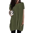 thumbnail image 1 of pxiakgy T-Shirts pour Femmes Été Décontracté Uni Ample Pull Col Rond Manches Courtes Tunique avec Poches T-Shirts Vert Armée + TG, 1 of 6