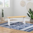 thumbnail image 2 of Linon Delk Wood 2 Tone Large Backless Bench in Honey and White, 2 of 16