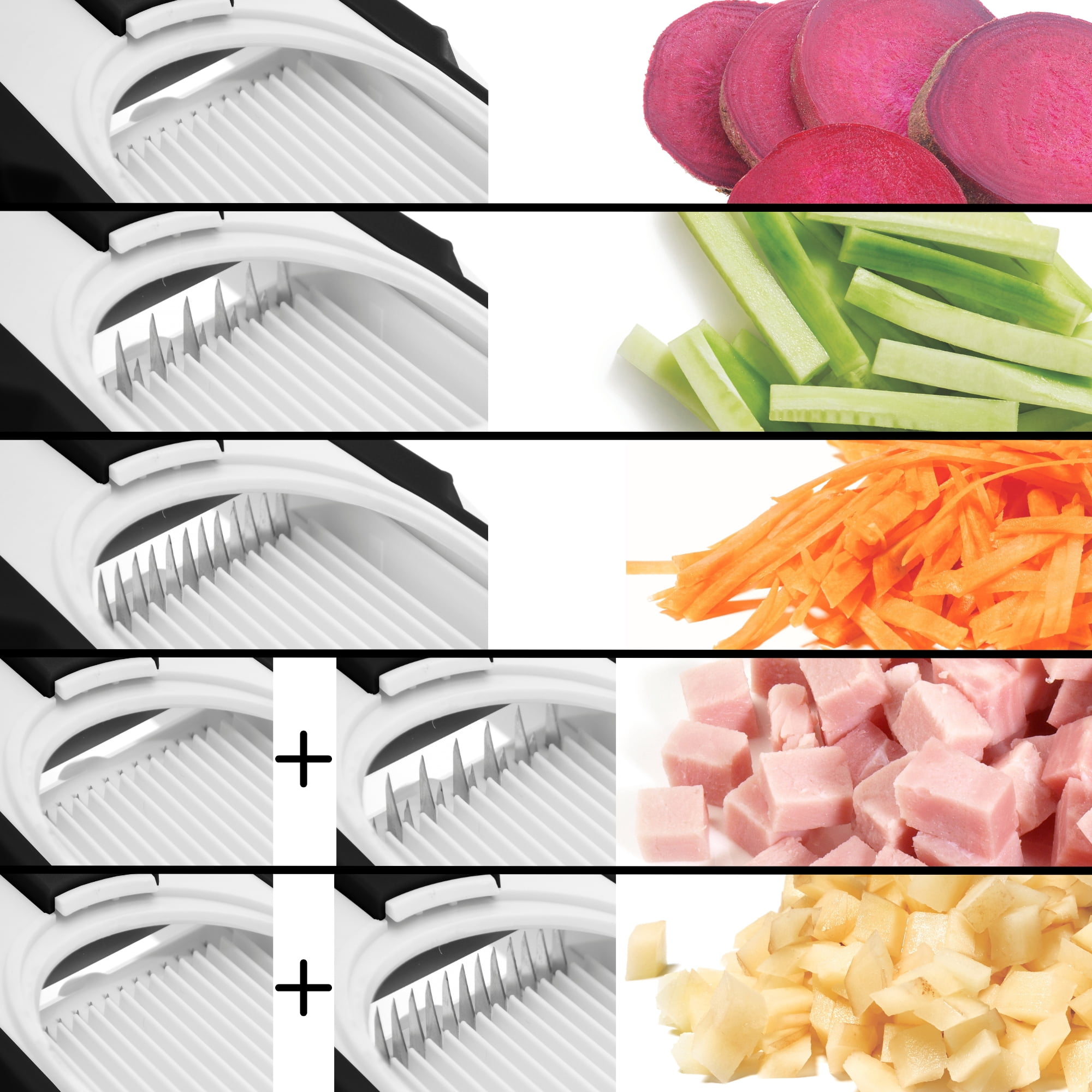Starfrit Pump'N'Slice Vertical Mandoline, Safe Adjustable Vegetable & Fruit Slicer