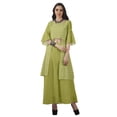 thumbnail image 3 of Moomaya Printed High Low Crop Top Kurti Palazzo Set Ethnic Indian Clothing Set For Womens, 3 of 8