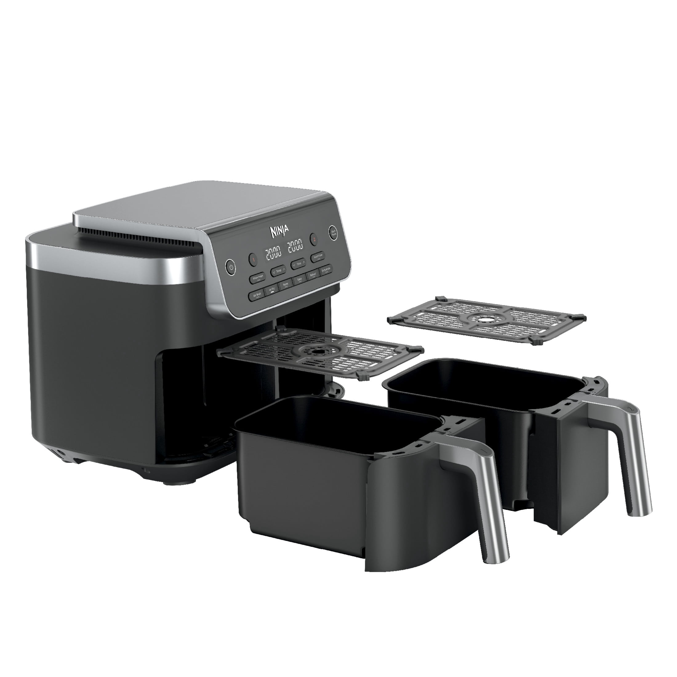 Ninja DualZone Air Fryer 8-Qt, 6-in-1, 2 Baskets, Smart Finish & Match Cook, Air Fry Roast Bake, DZ801C Gray