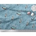 thumbnail image 3 of Soimoi Blue Rayon Fabric Caramel & Americano Coffee Beverages Decor Fabric Printed Yard 56 Inch Wide, 3 of 3