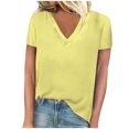 thumbnail image 1 of FAIWAD Womens Summer Tops Short Sleeve V Neck Pullover Shirts Loose Casual Solid Color Basic Tops, 1 of 4