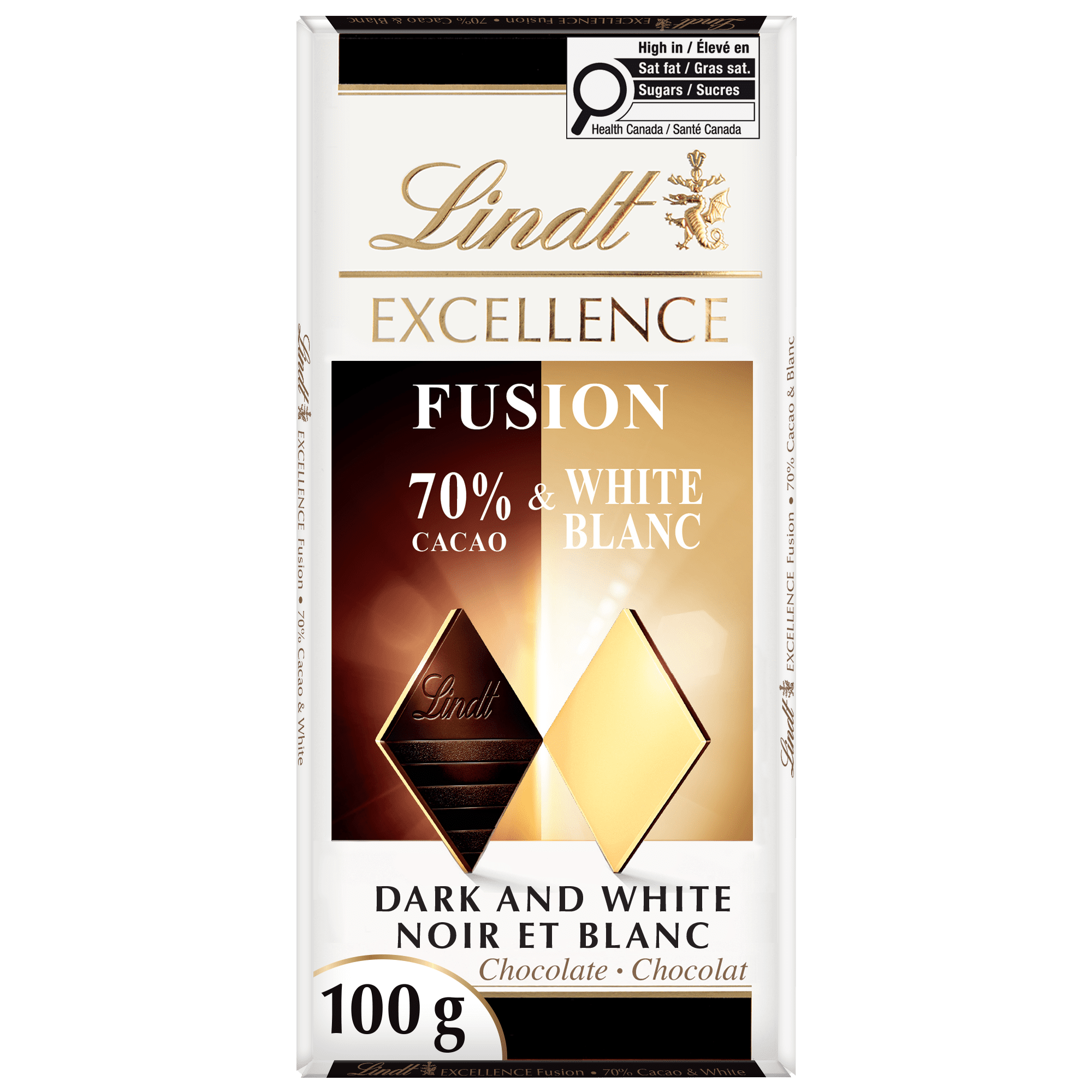 Lindt EXCELLENCE Fusion 70% Dark & White Chocolate Bar, 100g
