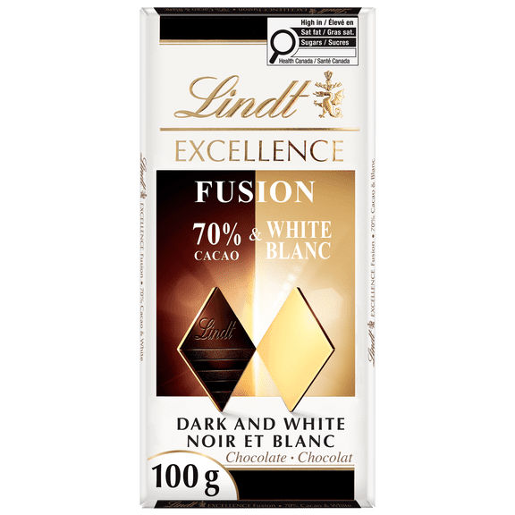 Lindt EXCELLENCE Fusion 70% Dark & White Chocolate Bar, 100g