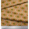 thumbnail image 2 of Soimoi Beige polyester Crepe Fabric Stripe & Diamond Geometric Decor Fabric Printed Yard 42 Inch Wide, 2 of 3