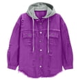 thumbnail image 4 of RXMEKW Womens Shirts Casual, Solid Color Denim Jacket with Detachable Hood, 4 of 9