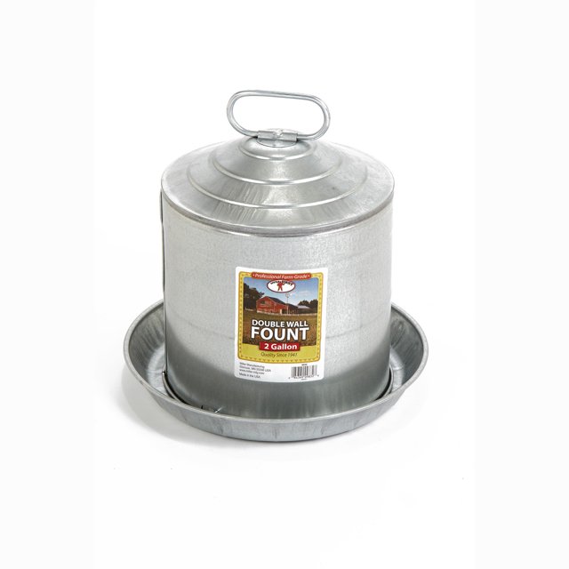 Miller Manufacturing 2 Gallon Double Wall Metal Poultry Fount Auto Waterer