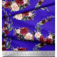 thumbnail image 3 of Soimoi Blue polyester Crepe Fabric Ranunculus & Penoy Floral Print Printed Craft Fabric By the Yard 52 Inch Wide, 3 of 3
