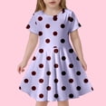 thumbnail image 2 of Robe pour Filles Enfant Filles Été Imprimé à Pois Slim Douce Respirante Manches Courtes Robe Décontractée Robe Enfant Fille Violet Clair 4 Ans-5 Ans, 2 of 4