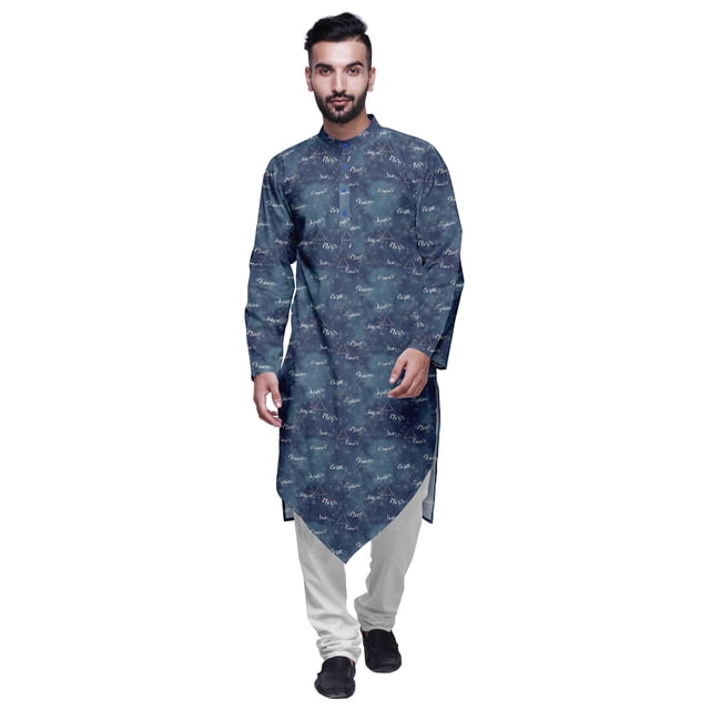 Atasi Kurta à Manches Longues de Designer pour Garçons, Kurta Décontractée Imprimée en Coton Flex