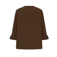 thumbnail image 4 of Timegard Hauts Grande Taille pour Femmes Col en V Froncé à Volants Manches 3/4 T-Shirts Confortables Décontractés Amples, 4 of 5