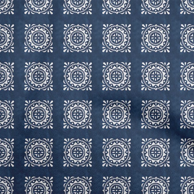 oneOone Rayon Medium Blue Fabric Block Sewing Craft Projects Fabric Prints By Yard 56 Inch Wide