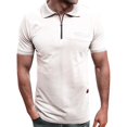 thumbnail image 4 of T-Shirt à Manches Courtes pour Hommes, Couleur Unie, avec Poche à Rabat, Fermeture Éclair et Col Rabattu, 4 of 8
