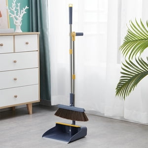 Dvkptbk Salle de bain portable Salles de bain à l'intérieur 180° Rangement permanent rotatif Type d'aspiration magnétique Snap Balais et ensemble de pans de poussière avec scraping dents et racleur nettoyage adapté pour les fournitures de nettoyage à domicile