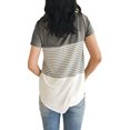thumbnail image 2 of Nouveau T-Shirt Décontracté à Col Rond pour Femme à Rayures à Blocs de Couleur Triple, 2 of 2