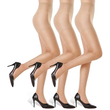 G&Y Collants Transparents pour Femmes 20D à Taille Gainante avec Orteils Renforcés, Noir, 3 Paires