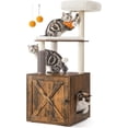thumbnail image 1 of Feandrea Cat Tree with Litter Box Enclosure, 2-in-1 Modern Cat Tower for Indoor Cats, 52.8-Inch Cat Condo with Self Groomer, Scratching Posts, Washable Cushions, Rustic Brown, 1 of 6