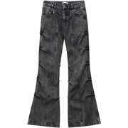 Ketyyh-chn99 Men's Jeans Pants Men's Vintage Fashion Design Flared Denim Pants Size for M,Black