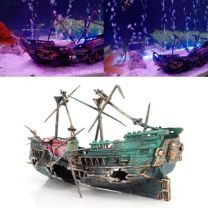 CUITING Large Aquarium Decoration Boat Aquarium Ship Air Split Shipwreck Fish Tank Decor