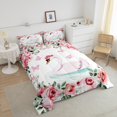 thumbnail image 4 of Erosebridal Ensemble de Couette Simple à Motif de Roses Florales, Couette en Duvet avec Cygne Animal, Décoration Papillon, Réversible, 2 Pcs, 4 of 8
