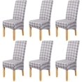 thumbnail image 1 of Large Size High Back Thicker Plush Dining Chair Covers Set of 6, Elastic Kitchen Chair Slipcovers Removable Nonslip for Hotel Dining Room Ceremony Banquet Wedding Party, 1 of 11