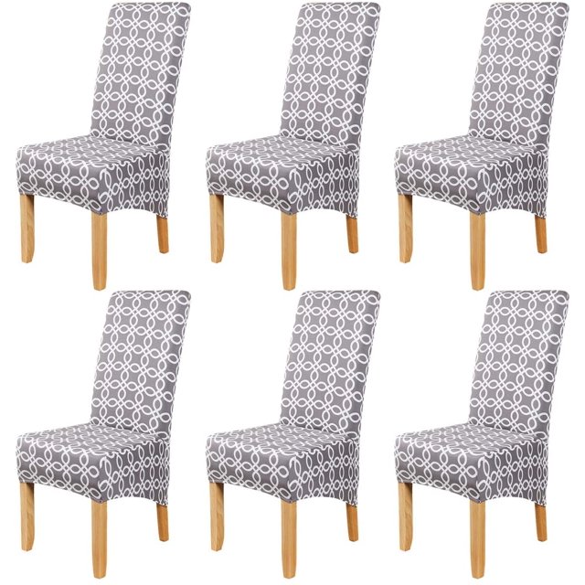 Large Size High Back Thicker Plush Dining Chair Covers Set of 6, Elastic Kitchen Chair Slipcovers Removable Nonslip for Hotel Dining Room Ceremony Banquet Wedding Party