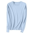 thumbnail image 1 of Chandail à Col Rond pour Femme Chandails Classiques Doux pour Femmes Chandail à Manches Longues à Col Rond Chandails Moulants de Base Chandail à Enfiler S-109 Bleu Ciel TG, 1 of 6