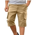 thumbnail image 2 of Sentmoon Mens Cargo Shorts Lightweight Drawstring Elastic Waist Swimsuit Multiple Pockets Straight Wide Leg Solid Color Basketball Shorts 2025 Summer Sport Male for Leisure Wear Khaki L, 2 of 8
