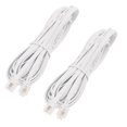 thumbnail image 1 of Unique Bargains Câble d'Extension Téléphonique 10 Pieds 6P4C RJ11 Fax Modem 2 Pcs, 1 of 2