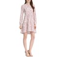 thumbnail image 2 of INSPIRE CHIC Robe Fleurie pour Femme à Col en V, Manches Longues, Taille Cintrée, Demi-Patte de Boutonnage, m Abricot, 2 of 5