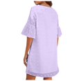 thumbnail image 3 of EGNMCR Robes de Fête pour Femmes Été Robe Unie à Col en V en Mousseline à Pois à Manches Courtes à Col en V pour Femmes, 3 of 5