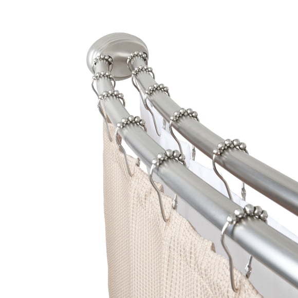 Mainstays Smart Rods Adjustable Double Curved Tension Shower Curtain Rod, 50" to 72"