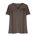 thumbnail image 3 of Jsaierl Women's Summer Solid Color Tops Plus Size Short Sleeve Notched V Neck Shirts Work Business Life Blouses, 3 of 6