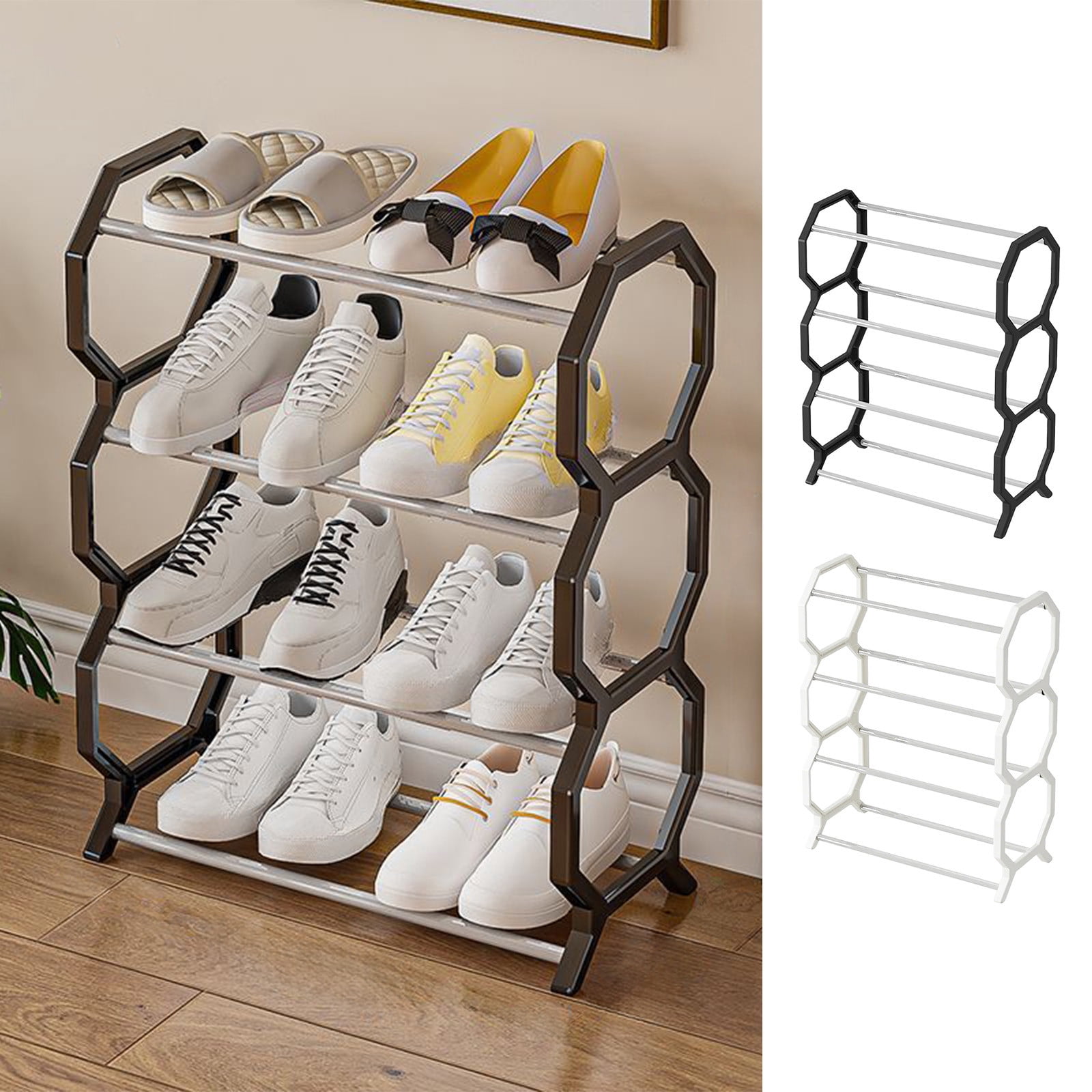 Sentmoon Rotating Shoe Rack Shoe Rack Cabinet Shoe Rack Shoe Rack Storage organizer with 4 Tiers Metal Shelves for Bedroom Closet Entry Dorm Room for Small Spaces and Apartments