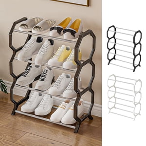 Sentmoon Rotation Rack Shoe Rack Cabinet de chaussures Rack Rack de chaussures organisateur de stockage avec 4 Tiers étagères en métal pour placards d'entrée de chambre Chambre de dortoir pour petits espaces et appartements