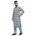 thumbnail image 2 of Atasi Kurta Pyjama de Designer pour Hommes Imprimé Style Angrakha Vêtements d'Été Décontractés, 2 of 5