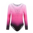 thumbnail image 1 of Greyghost Children Kids Girls Long Sleeve Leotards, Bright Color Patterned Gradient Ballet Practice Dance Wear Costumes, Athletic Gymnastics Bright Color Body Suits, 1 of 19