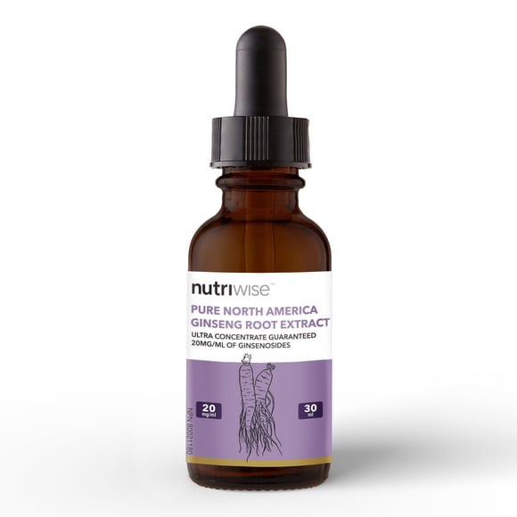 Nutriwise Extrait Pur de Racine de Ginseng Nord-Américain à Haute Puissance pour les Équilibres Émotionnels, un Sommeil Réparateur, un Soutien de l'Énergie Immunitaire