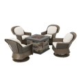 thumbnail image 1 of Noble House Alhambra 5 Piece Outdoor Swivel Chair and Firepit Set in Brown, 1 of 39