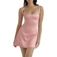 thumbnail image 1 of ORUYROP Robe à Bretelles Y2k d'Été pour Femme Sans Manches Aguichant à Bretelles Spaghetti avec Laçage Plissée Transparente Robe Courte de Soirée, 1 of 7