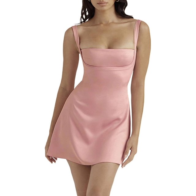 ORUYROP Robe à Bretelles Y2k d'Été pour Femme Sans Manches Aguichant à Bretelles Spaghetti avec Laçage Plissée Transparente Robe Courte de Soirée