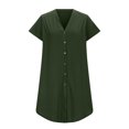 thumbnail image 4 of Ovzne Robes d'Été pour Femmes Robe de Plage Robe Décontractée pour Femmes à Boutons Robe d'Été à Col en V Robe de Printemps à Manches Courtes Robe de Nuit Robe Trapèze Robe Décontractée Robe Grande Taille Manches Courtes Liquidation, 4 of 7