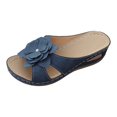 thumbnail image 1 of Platform Slippers Upper Summer Beach Slide Sandals Casual Comfort Shoes Floral Solid Design Polyester Material, 1 of 8
